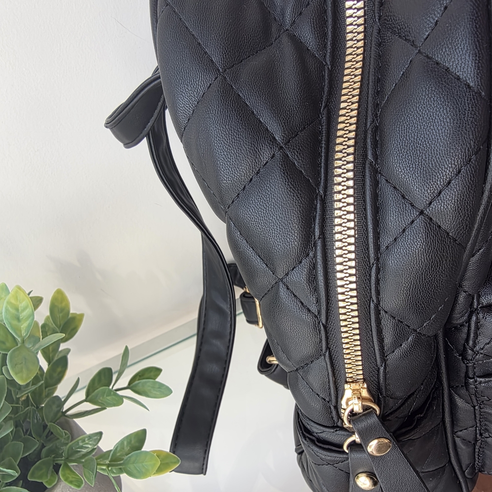 Quilted Black Backpack - Picture 4 of 9